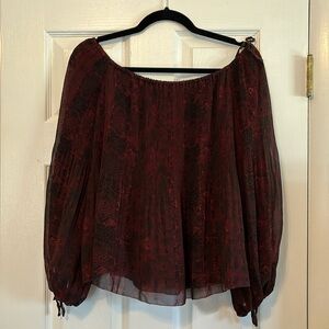 Red Snake Print Off Shoulder Top
